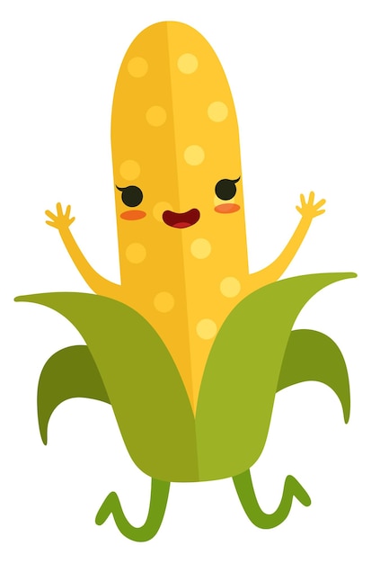 Cheerful corn ear mascot Cartoon maize character