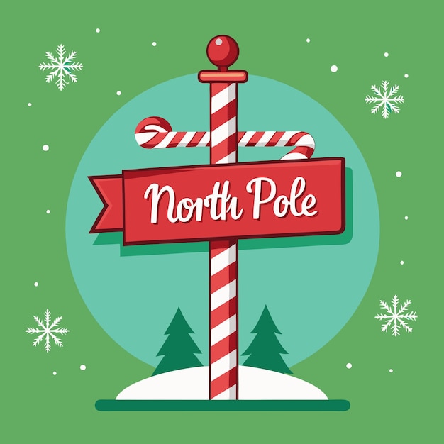 Chiasmas North Pole Sign Color Vector Illustration Design