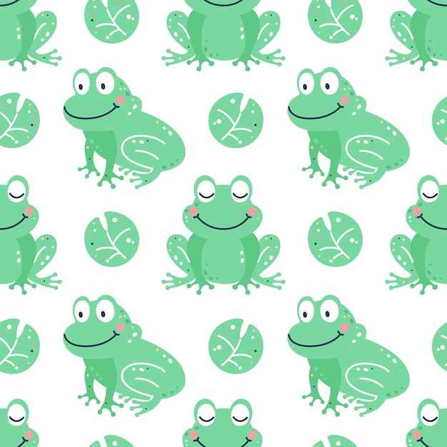 Childish seamless pattern with frogs