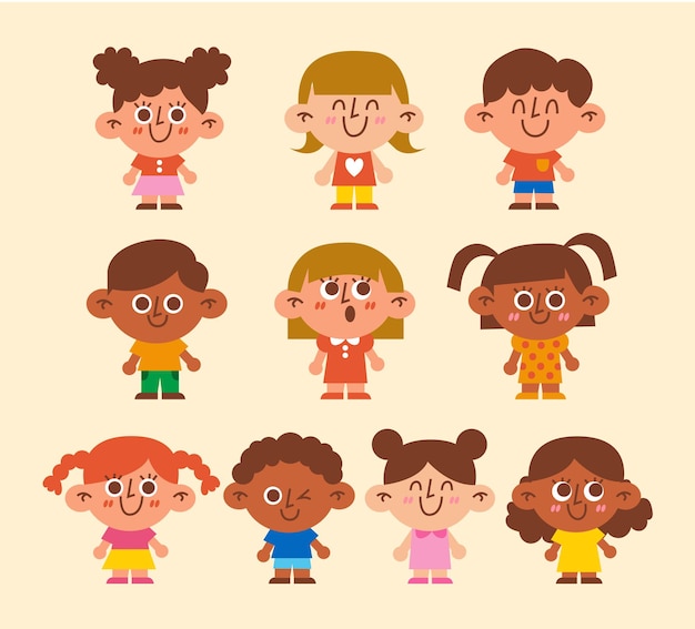 Vector children kids character sticker clipart illustration