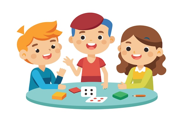 Children playing board games at a table