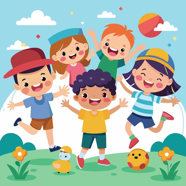 Vector children playing characters