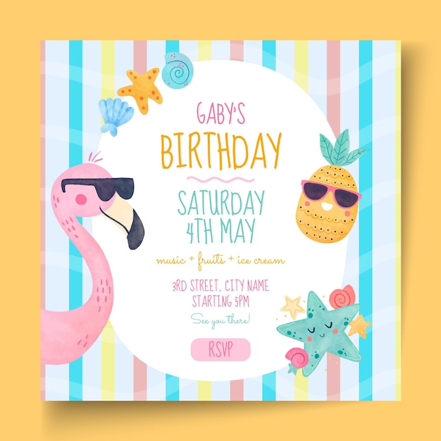 Children's birthday squared flyer