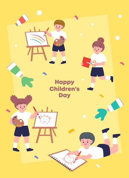 Children's illustration. Illustration for educational activities with friends.