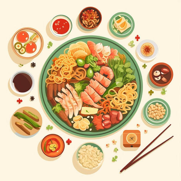 Vector china food asian vector chinese illustration asia culture meal traditional background ori