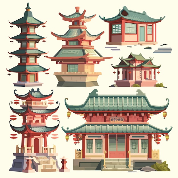 Vector chinese ancient architecture