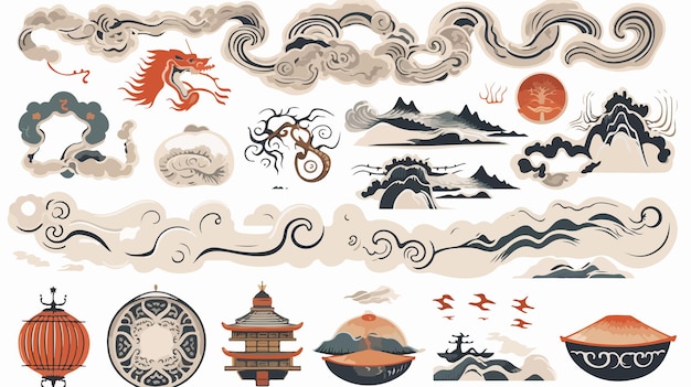 Vector chinese design elements collection for creative projects