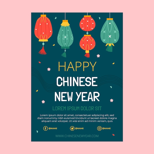 Vector chinese new year celebration vertical poster template