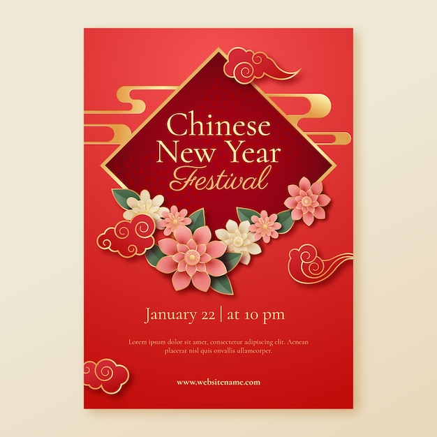 Vector chinese new year celebration vertical poster template