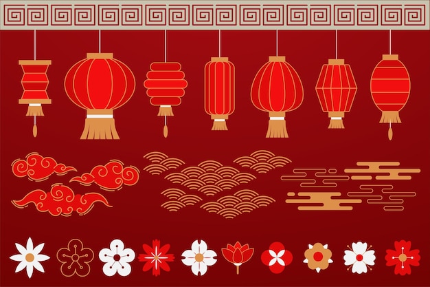 Vector chinese new year elements