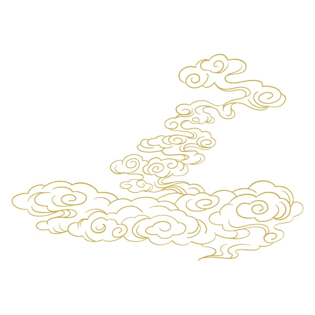 Vector chinese traditional retro golden cloud