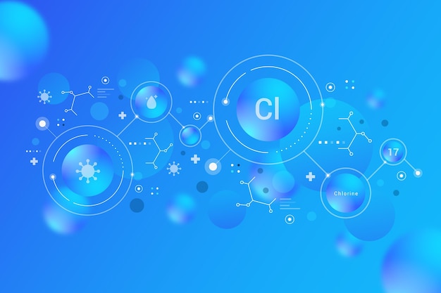 Vector chlorine background with chemical formulas