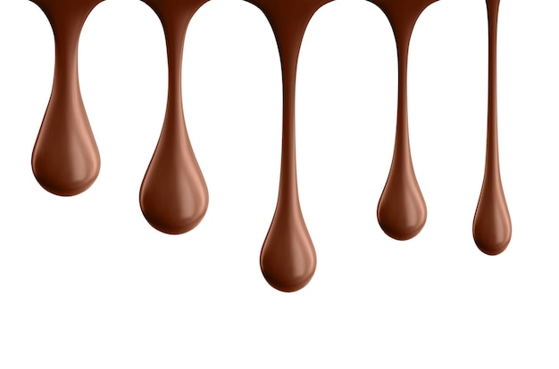 Vector chocolate drops. 3d realistic vector set isolated on white background