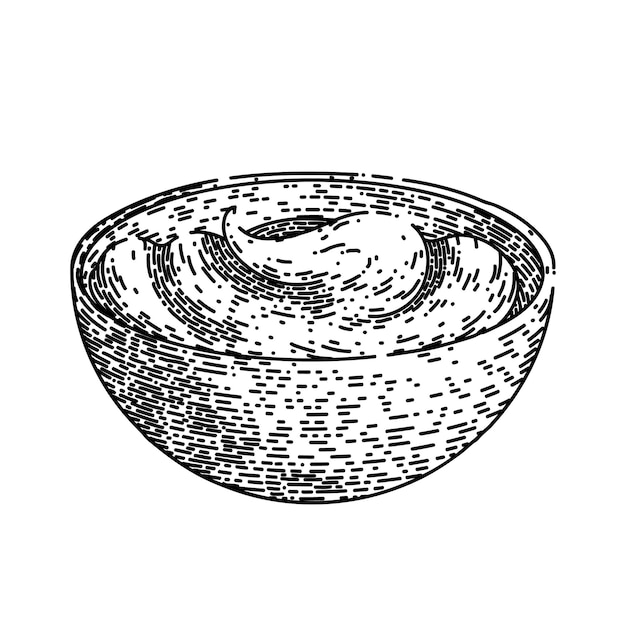 Chocolate paste bowl sketch hand drawn vector