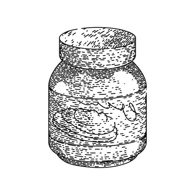 Chocolate paste jar sketch hand drawn vector