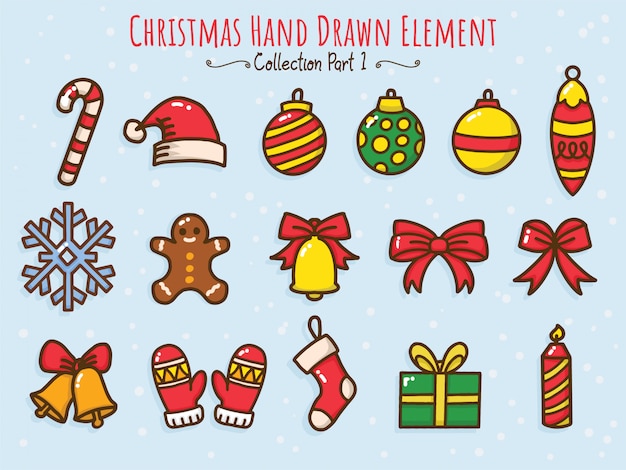 Christmas hand drawn element collection