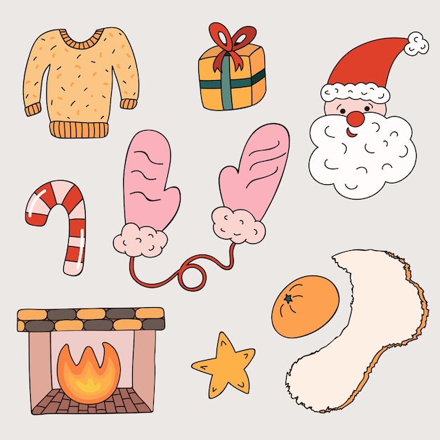 Christmas hand drawn set clip art