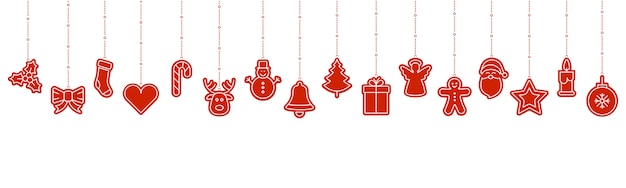 Christmas red ornament iconselements hanging background