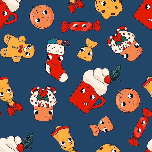 Vector christmas seamless pattern design for fabric textile wallpaper packaging