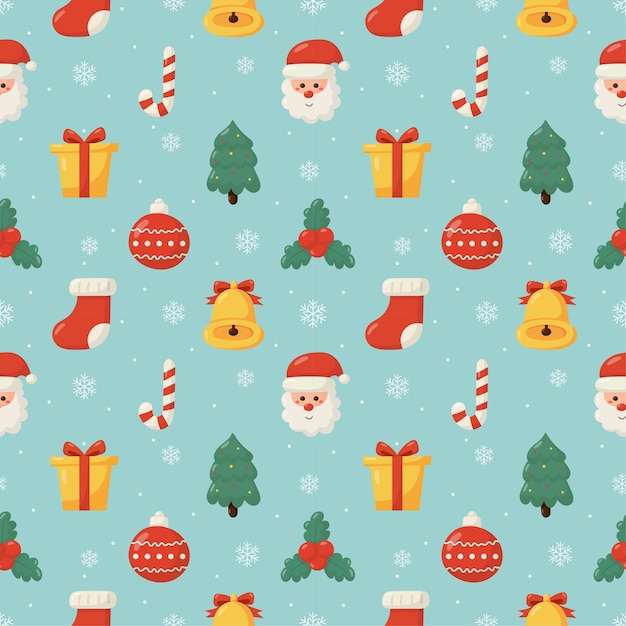 Christmas seamless pattern isolated on blue background.