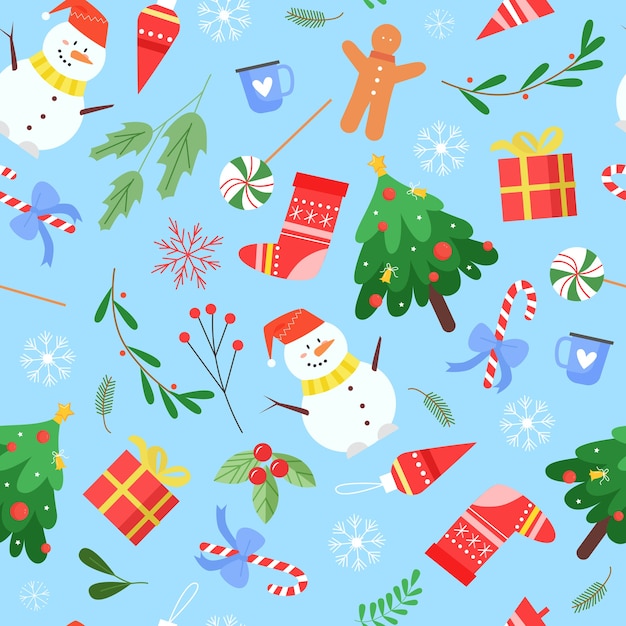 Christmas seamless pattern with fir tree