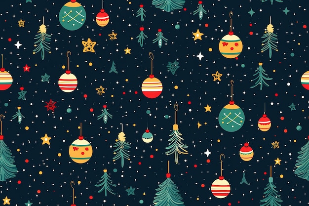 Vector christmas seamless pattern with fir trees snowflakes garlands on white background perfect for