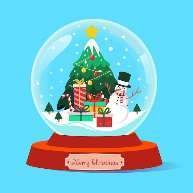 Christmas snowball globe in flat design