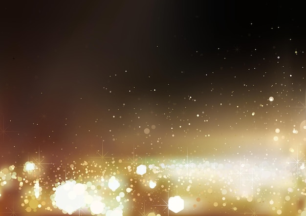 Christmas Sparkling Background with Golden Bokeh Effect