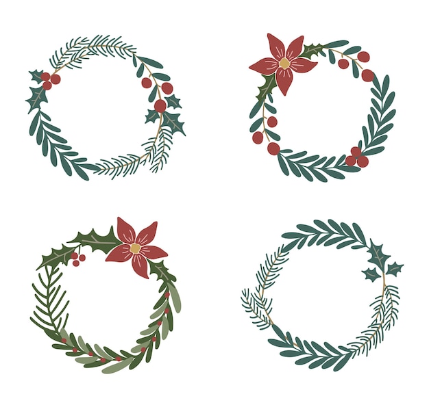 Christmas wreath vector Digital holiday vector illustration New Year decoration isolated