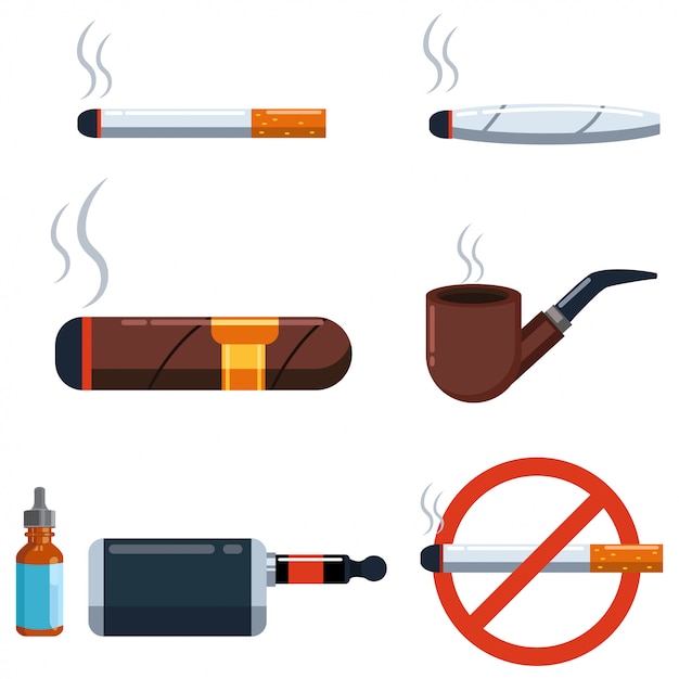 Vector cigar and сigarette vector set isolated on a white background.