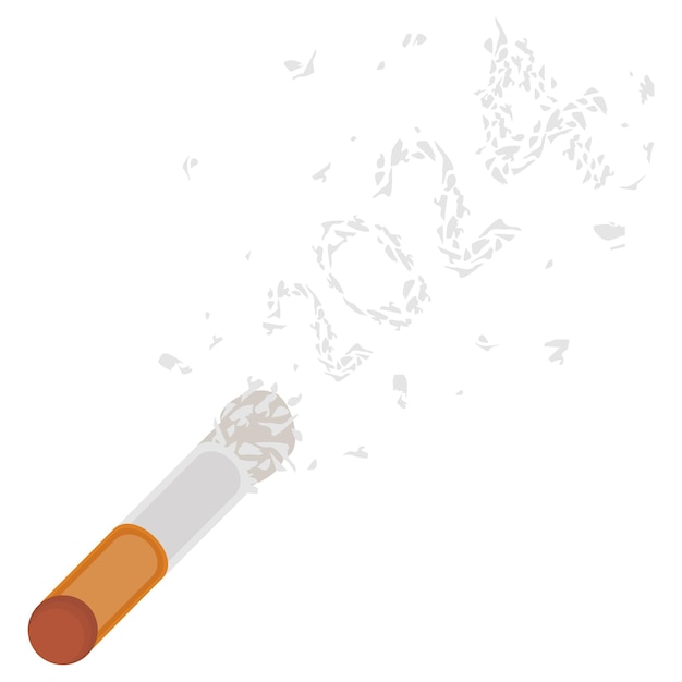 Vector cigarettes ashes printed 2024 concept twenty twenty four splash vector icon design happy new year