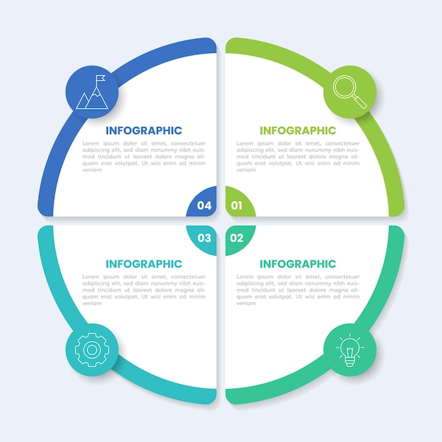 Vector circle chart infographic template with 4 options for presentations