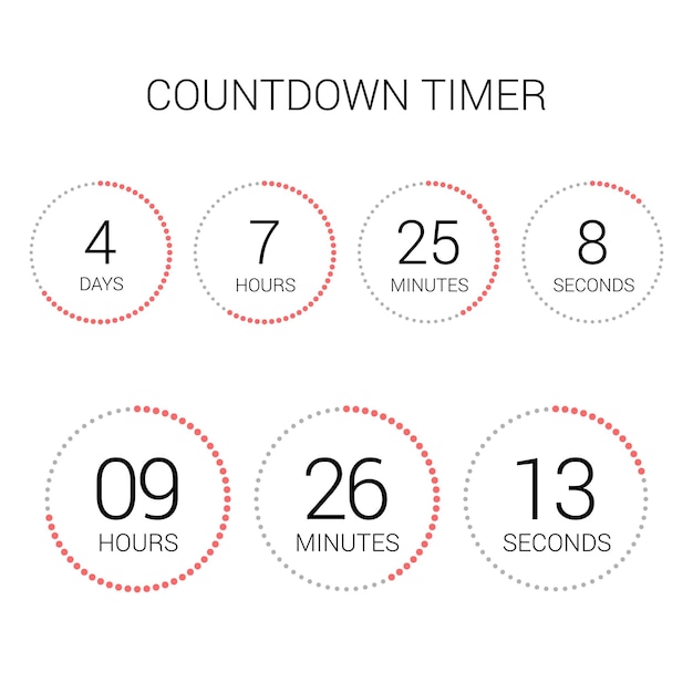 Circle countdown clock counter timer on white