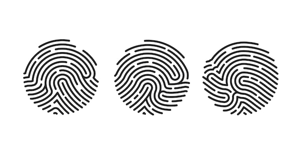 Circle Unique Fingerprint icon design for app isolated on white background. Finger print flat scan. Vector illustration