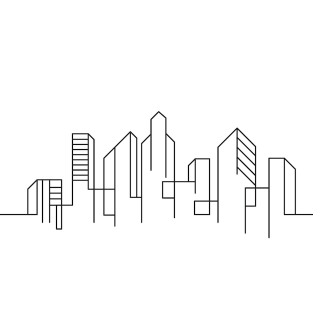 City Building Line art Vector icon design illustration Template