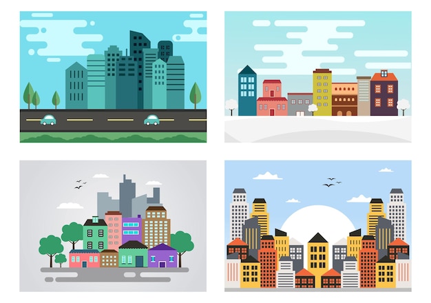 City Landscape Buildings Silhouette Illustration