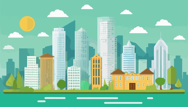 Vector city landscapes illustrations vector flat