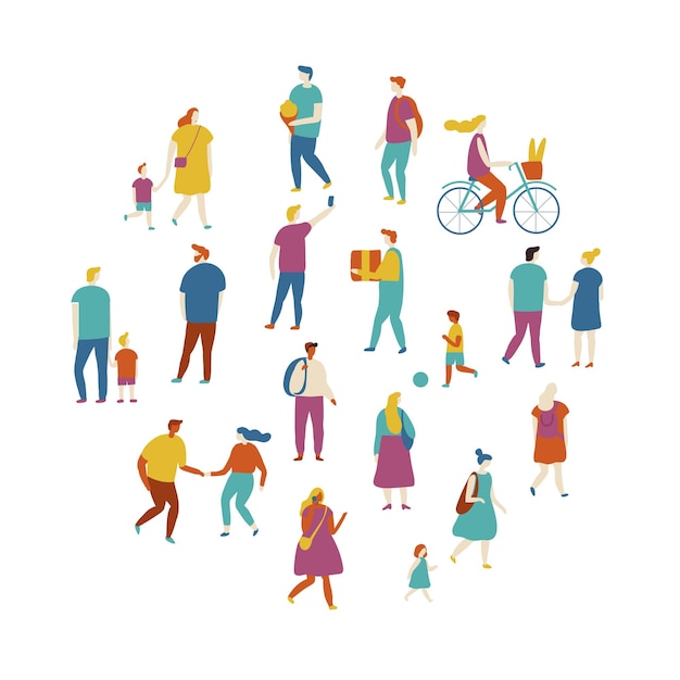 City people crowd vector set flat design