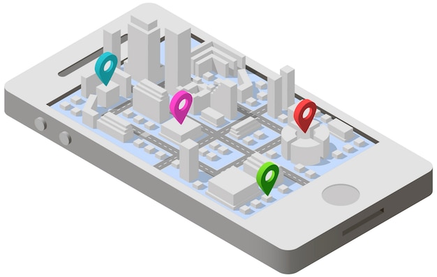 Vector city plan isometric on smartphone