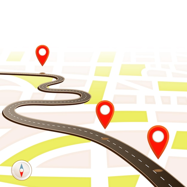 City road map navigation with pin pointer design