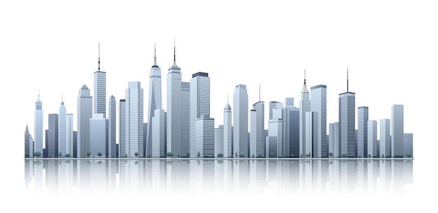 Vector city skyline isolated on white background modern city skyscraper cityscape buildings