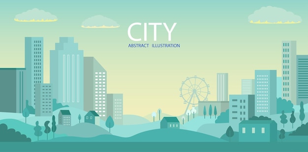 Vector city skyline vector illustration. urban landscape. daytime cityscape.