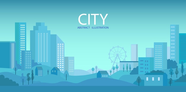 City skyline Vector illustration. Urban landscape. Daytime cityscape.