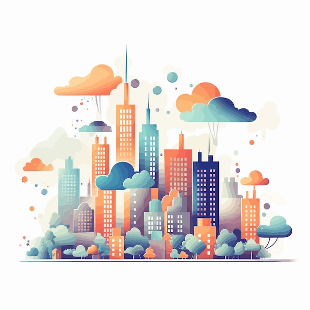 Vector cityscape art print