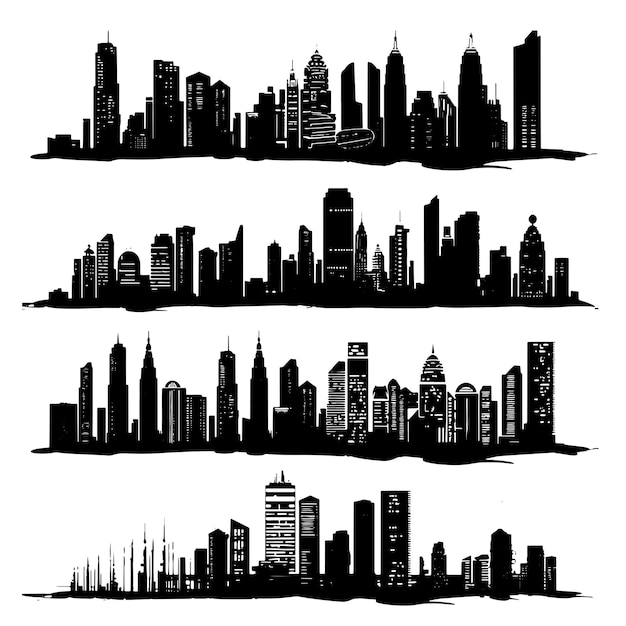 Vector cityscape silhouette vector illustration pack