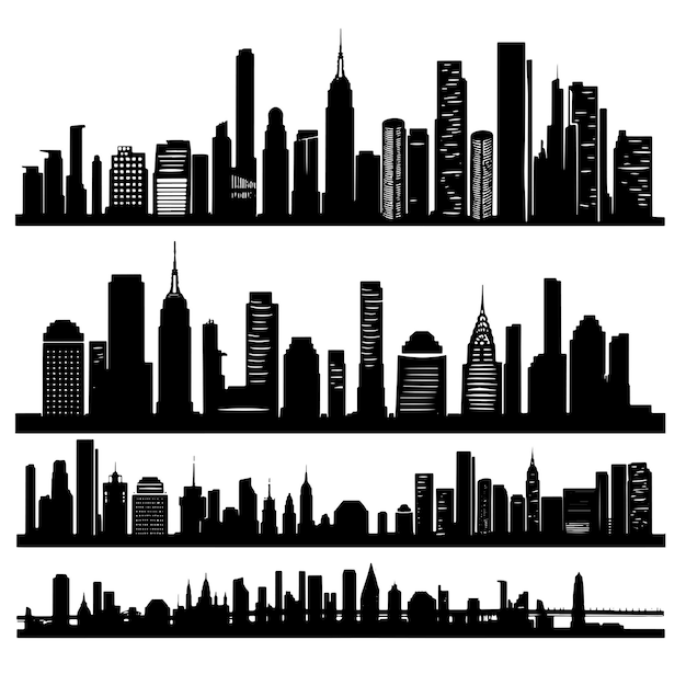 Vector cityscape silhouette vector illustration pack