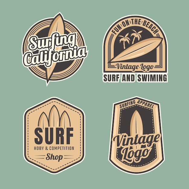 Classic surf badge set