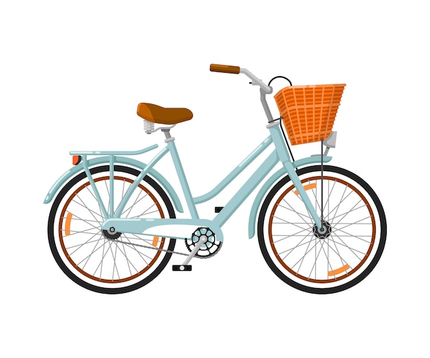 Vector classic woman bicycle isolated icon