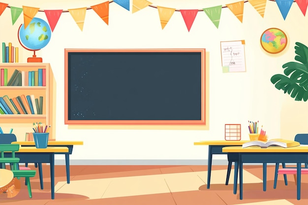 Vector classroom wall background without blackboard