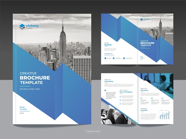 Vector clean corporate bi fold business brochure design template